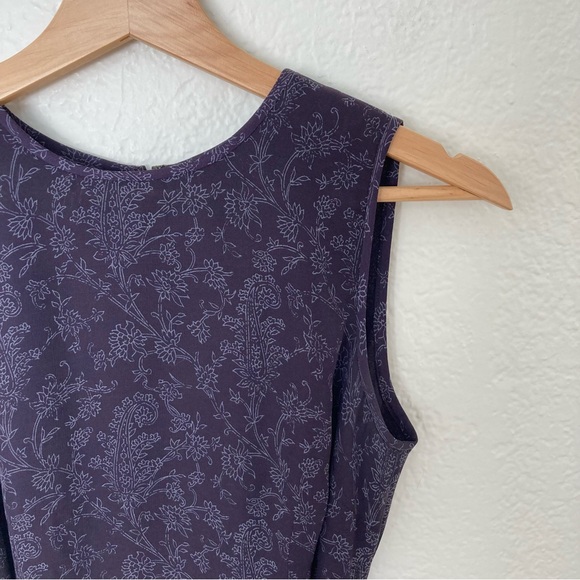 Ann Taylor 100% Silk Shell Sleeveless Purple Floral Dress, Size 4P - Picture 2 of 4